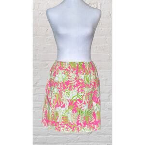 Lilly Pulitzer Bright Pink Green Safari Print Skirt Sz 4 6 8 S M Summer Barbie